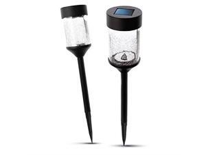 Home Zone Security Solar Pathway Light - Outdoor Decorative Rotating Light Effect LED Path Lights with Large Crackle Glass Housing, 2-Pack