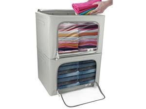 Large Storage Bag Box Foldable Stackable Organizer Bins for Clothes Shelf Closet 