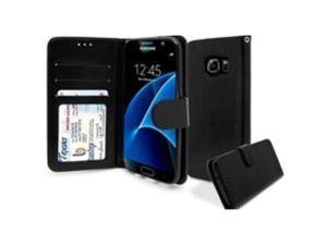 samsung galaxy s7 wallet case, bastex shiny pu leather black flip wallet credit card cover for samsung galaxy s7