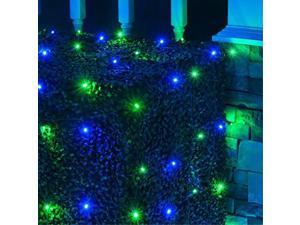 led blue and green net lights outdoor led holiday lights net, outdoor decorative lights christmas net lights, hedge christmas lights, set of 100 4 x 6 ft, 5mm lights, blue / green