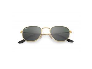 rayban men's flat lens sunglasses, gold/green, one size
