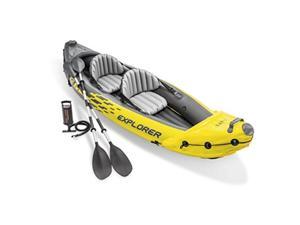 intex explorer k2 kayak, 2person inflatable kayak set with aluminum oars and high output air pump