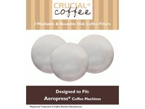 3 Crucial Coffee Washable & Reusable Coffee Filters Fit Aerobie AeroPress; Fits ALL Aerobie AeroPress Coffee & Espresso Machines; Manufactured by Crucial Coffee 3 Crucial Coffee Washable & Reusable Coffee Filters Fit Aerobie AeroPress; Fits ALL Aerobie AeroPress Coffee & Espresso Machines; Manufactured by Crucial Coffee