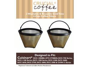 2 Cuisinart GTF-4 GTF4 Gold Tone Washable & Reusable Coffee Filter for Cuisinart 4-Cup Coffeemakers; Designed & Engineered by Crucial Coffee 2 Cuisinart GTF-4 GTF4 Gold Tone Washable & Reusable Coffee Filter for Cuisinart 4-Cup Coffeemakers; Designed & Engineered by Crucial Coffee