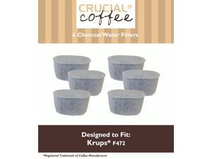 6 Krups Style F472 Charcoal Water Filters; Fits FMF, FME, 629, 619, 180, 176, 466 & 467; Designed & Engineered by Crucial Coffee 6 Krups Style F472 Charcoal Water Filters; Fits FMF, FME, 629, 619, 180, 176, 466 & 467; Designed & Engineered by Crucial Coffee