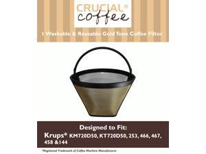 Krups Washable Gold Tone Cone Coffee Filter; Fits KM720D50, KT720D50, 253, 466, 467, 458, 144 Krups Washable Gold Tone Cone Coffee Filter; Fits KM720D50, KT720D50, 253, 466, 467, 458, 144
