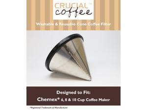 Washable & Reusable Stainless Steel Cone Coffee Filter Fits Chemex® 6, 8 & 10 Cup Coffee Makers Washable & Reusable Stainless Steel Cone Coffee Filter Fits Chemex® 6, 8 & 10 Cup Coffee Makers