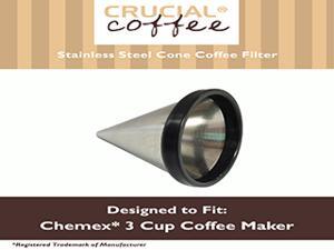 Washable & Reusable Stainless Steel Cone Coffee Filter Fits Chemex® 3-Cup Coffee Makers including Chemex CM-1C Classic and With Handle , Replaces Chemex FP-2 filters Washable & Reusable Stainless Steel Cone Coffee Filter Fits Chemex® 3-Cup Coffee Makers including Chemex CM-1C Classic and With Handle , Replaces Chemex FP-2 filters