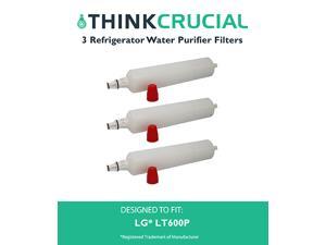 Crucial Air Water Purifier Filters Replacement compatible with LG LT600P (RFC1000A) Refrigerator Fits LG LT600P & 5231JA2005A (3 Pack)