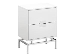 Monarch Specialties Accent Table - 24H - Glossy White - Chrome Metal Accent Table - 24H - Glossy White - Chrome Metal