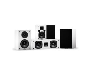Fluance Elite High Definition Compact Surround Sound Home Theater 50 Channel Speaker System including 2Way Bookshelf Center Channel and Rear Surround Speakers  White SX50WHC