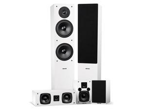 Fluance Elite High Definition Surround Sound Home Theater 50 Channel Speaker System including Floorstanding Towers Center Channel and Rear Surround Speakers  White SXHTBWH