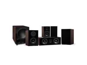 Fluance Elite High Definition Compact Surround Sound Home Theater 51 Channel Speaker System including 2Way Bookshelf Center Channel Rear Surrounds and DB10 Subwoofer  Walnut SX51WC