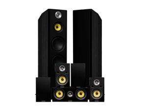 Fluance Signature HiFi Surround Sound Home Theater 70 Channel Speaker System including 3Way Floorstanding Towers Center Channel Surround and Rear Surround Speakers  Black Ash HF70BR