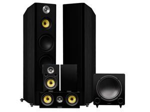 Fluance Signature HiFi Surround Sound Home Theater 5.1 Channel Speaker System including 3-Way Floorstanding Towers, Center Channel, Rear Surround Speakers and DB12 Subwoofer - Black Ash (HF51BR)