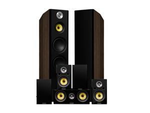Fluance Signature HiFi Surround Sound Home Theater 70 Channel Speaker System including 3Way Floorstanding Towers Center Channel Surround and Rear Surround Speakers  Natural Walnut HF70WR