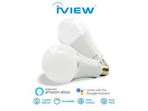 Pack of 2 iView ISB600 Smart WiFi LED Light Bulb, Multi-color, Dimmable, NO HUB REQUIRED