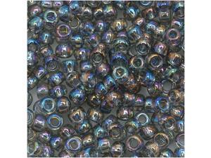 Toho Round Seed Beads 8/0 176 'Transparent Rainbow Black Diamond' 8 Gram Tube