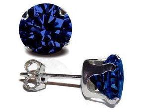 2.00ctw Lab Created Sapphire Earrings Set In Solid Silver 2.00ctw Lab Created Sapphire Earrings Set In Solid Silver