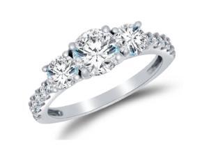 0.75 CTW 3-Stone Diamond Ring Set In 14K White Gold 0.75 CTW 3-Stone Diamond Ring Set In 14K White Gold
