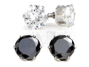 Sight Holder Diamonds 2 Pairs: Simulated Diamond Stud Earrings - 1 Black & 1 White Sight Holder Diamonds 2 Pairs: Simulated Diamond Stud Earrings - 1 Black & 1 White