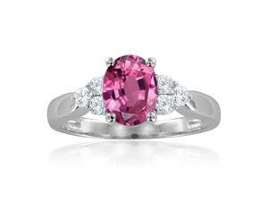 Created Pink Sapphire & Diamond Ring Set In Sterling Silver Created Pink Sapphire & Diamond Ring Set In Sterling Silver