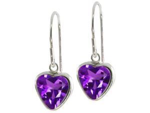 2.00ctw Heart-Shaped Amethyst Drop Earrings in Sterling Silver 2.00ctw Heart-Shaped Amethyst Drop Earrings in Sterling Silver
