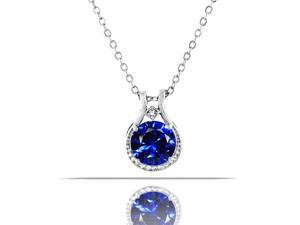 4.00ctw Diamond & Lab Created Sapphire Pendant In Sterling Silver 4.00ctw Diamond & Lab Created Sapphire Pendant In Sterling Silver