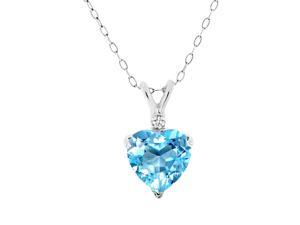 4.00 Ctw Blue Topaz & Diamond Pendant In Sterling Silver 4.00 Ctw Blue Topaz & Diamond Pendant In Sterling Silver