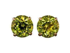 2.00CTW Genuine Peridot Earrings Set In Solid 14Kt Gold 2.00CTW Genuine Peridot Earrings Set In Solid 14Kt Gold