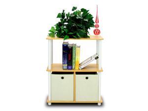 Furinno 99152BE/WH/IV Turn n Tube Go Green 3-Tier Multipurpose Storage Rack Shelving Unit w/Bins - Beech/White Furinno 99152BE/WH/IV Turn n Tube Go Green 3-Tier Multipurpose Storage Rack Shelving Unit w/Bins - Beech/White