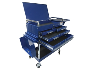Deluxe Service Cart With Locking Top, 4 Drawers and Extra Storage - Blue Deluxe Service Cart With Locking Top, 4 Drawers and Extra Storage - Blue
