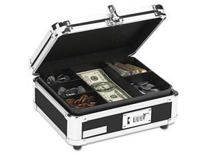 Plastic & Steel Cash Box W/Tumbler Lock, Black & Chrome Plastic & Steel Cash Box W/Tumbler Lock, Black & Chrome