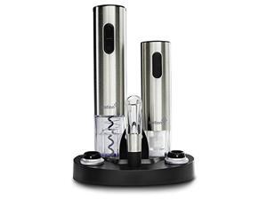 Ivation Wine Gift Set, Includes Stainless Steel Electric Wine Bottle Opener, Wine Aerator, Electric Vacuum Wine Preserver, 2 Bottle Stoppers, Foil Cutter & LED Charging Base