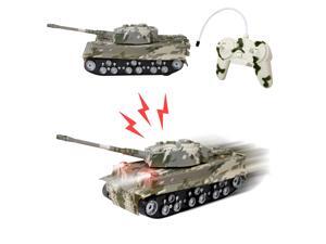 TychoTyke Remote Control Army Military War RC Tank with Lights Sounds, Green Camo, Boys, Ages 3+