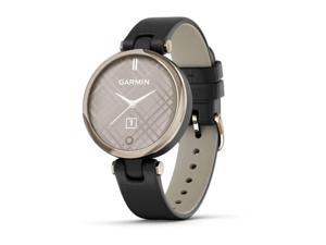 Garmin Lily™ Smartwatch - Cream Gold Bezel with Black Case and Italian Leather Band