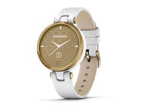 Used  Like New Garmin Lily Smartwatch  Light Gold Bezel with White Case and Italian Leather Band