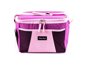 Kole Imports PLRPKMESHPKP Polar Pack 12-Can Insulated Cooler Bag with Mesh Pocket - Pink/Purple
