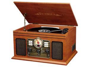 Victrola VTA200BMAH Classic Wood 6-in-1 Bluetooth Turntable Entertainment Center