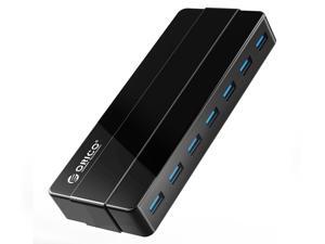 ORICO Compact 7 Ports USB 3.0 HUB with 12V Power Adapter VL812 Controller Transfer Rates Up to 5Gbps for Windows, Mac OS, Linux and Above - Black ORICO Compact 7 Ports USB 3.0 HUB with 12V Power Adapter VL812 Controller Transfer Rates Up to 5Gbps for Windows, Mac OS, Linux and Above - Black