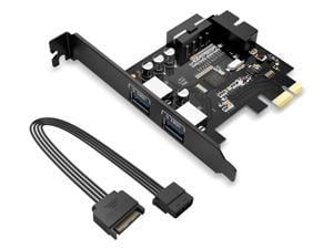 ORICO USB 3.0 PCI Express Card Hub Controller Adapter Card with 2 Rear USB 3.0 Hosts and Internal USB 3.0 with 15PIN Power Connector -Black