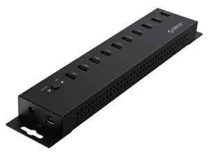 ORICO Industrial USB Hub, 10 Ports Powered USB 2.0 Splitter, Full Metal Case with Data Cable and Removable Hanger