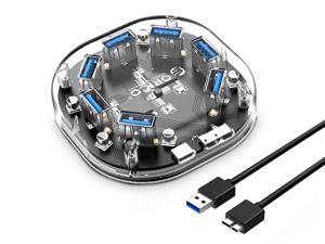 ORICO Creative Transparent HUB 7 Ports USB3.0 Super Speed with External Power Supply Ports Support OTG Function USB Cable Optimised  for PC Windows Linux Mac OS 3.3ft
