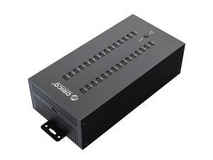 ORICO Industrial USB Hub, 300W Powered Data Hub, 30 Port USB 2.0 Splitter, Full Metal Case, Wall Mountable Support Phone/Tablet Charging, Refurbishing and Brush, Batch Data Transfer