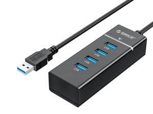 ORICO 4-Port USB 3.0 HUB Super Speed 5Gbps With LED Indicators, 1 ft Data Cable for Desktop, iMac, Surface Pro, XPS, USB Flash Drives, Mobile HDD, and More - Black