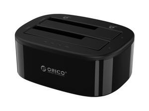 [UASP Protocol and 2 x 18TB Supported]ORICO Dual-Bay 5Gbps USB 3.0 to SATA with Offline Clone Function External Hard Drive Docking Station for 2.5/3.5 inch HDD/SSD Tool Free -Black