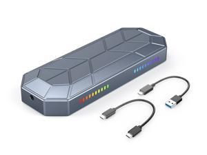 Orico RGB Lighting M.2 NVMe SSD External Portable Enclosure Case, USB3.1 Gen2 Type-C 10Gbps USB A to C and C to C Cables, Fits PCI-e 2230/2242/2260/2280 M-Key/B+M-Key Support Up to 2TB Orico RGB Lighting M.2 NVMe SSD External Portable Enclosure Case, USB3.1 Gen2 Type-C 10Gbps USB A to C and C to C Cables, Fits PCI-e 2230/2242/2260/2280 M-Key/B+M-Key Support Up to 2TB