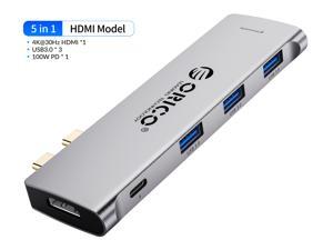 ORICO USB C Hub, 5-in-1 Type-C to HDMI Adapter With 100W Power Delivery Type C Charging Port, 3 USB 3.0 Ports Adapter Compatible for MacBook and Other USB C Laptops