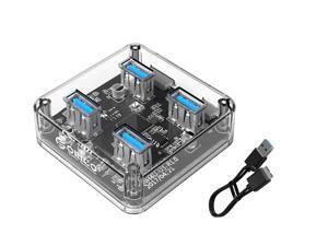ORICO Creative Transparent HUB  4 Ports USB3.0 Super Speed with Reserced Micro USB3.0 External 5V Power Supply Support OTG Function 100cm USB Cable Optimised  for PC Windows Linux Mac OS