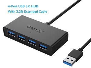 ORICO 4-Port USB 3.0 Hub, Ultra-Slim Data USB Hub with 3.3ft Extended Cable & Reserved Micro USB DC 5V Power Port for Windows,XP, Vista ,Windows, Linux and Mac Desktop or Laptop -Black